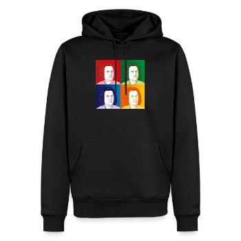 Johann Sebastian Bach en style cartoon - Sweat à capuche Premium bio Homme - noir - Devant - Nico (187cm)