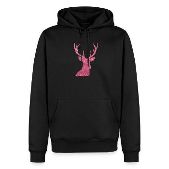 Silhouette de cerf pailletée rose - Sweat à capuche Premium bio Homme - noir - Devant - Nico (187cm)