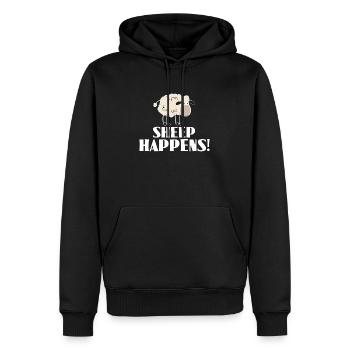 SHEEP HAPPENS - ist so, wie es ist - Männer Premium Bio Hoodie - Schwarz - Vorne - Nico (187cm)