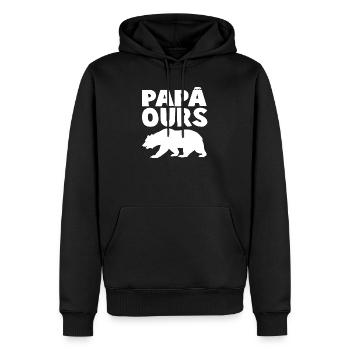 Wilder Papabärenkopf in Silhouette - Männer Premium Bio Hoodie - Schwarz - Vorne - Nico (187cm)