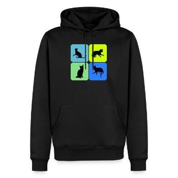 chat chat chat, cadeau - Sweat à capuche Premium bio Homme - noir - Devant - Nico (187cm)