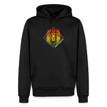 Lion arc-en-ciel dans un cadre carré - Sweat à capuche Premium bio Homme - noir - Devant - Nico (187cm)