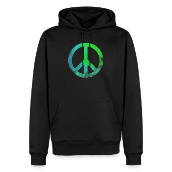 Symbole de cadeau coloré aquarelle paix bleu bleu - Sweat à capuche Premium bio Homme - noir - Devant - Nico (187cm)
