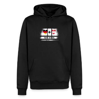 Deutschland und Österreich 100% genial / Geschenk - Männer Premium Bio Hoodie - Schwarz - Vorne - Nico (187cm)