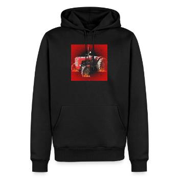 Tracteur rouge feu dans l’enfer - Sweat à capuche Premium bio Homme - noir - Devant - Nico (187cm)