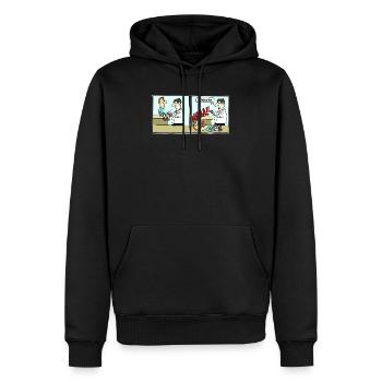 Fussballer Comic Cartoon Fussball Lustig Witzig - Männer Premium Bio Hoodie - Schwarz - Vorne - Nico (187cm)