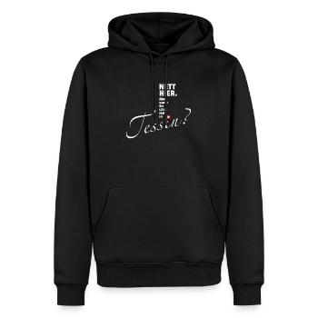 Tessin - nett hier | Ticino - Männer Premium Bio Hoodie - Schwarz - Vorne - Nico (187cm)
