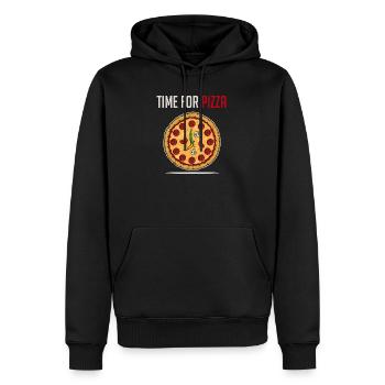 Commander pizza pizzeria salami cuisine italienne - Sweat à capuche Premium bio Homme - noir - Devant - Nico (187cm)