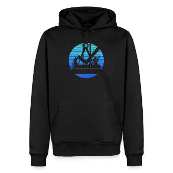 Rétro vintage charpentier charpentier artisan bleu - Sweat à capuche Premium bio Homme - noir - Devant - Nico (187cm)
