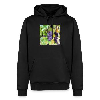 Wein Weintrauben Weinrebe Weinlese Weinfest Poster - Männer Premium Bio Hoodie - Schwarz - Vorne - Nico (187cm)