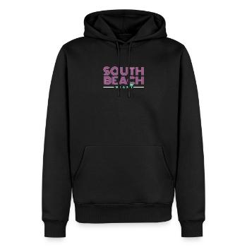 South Beach Miami Retro - Männer Premium Bio Hoodie - Schwarz - Vorne - Nico (187cm)