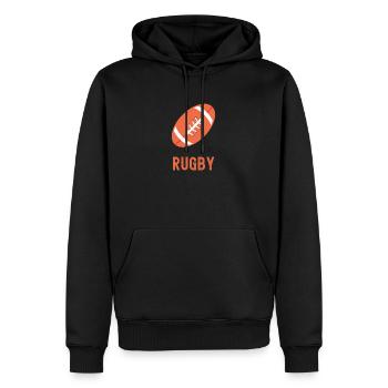 Ballon de Rugby Minimaliste en Orange - Sweat à capuche Premium bio Homme - noir - Devant - Nico (187cm)