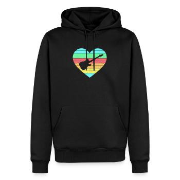 Guitares coeur design avec arc-en-ciel / cadeau - Sweat à capuche Premium bio Homme - noir - Devant - Nico (187cm)
