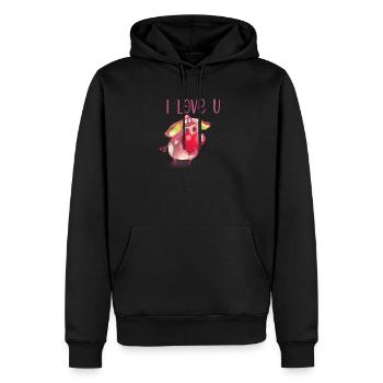 I Love U Schweinchen Süßes Tier Design - Männer Premium Bio Hoodie - Schwarz - Vorne - Nico (187cm)