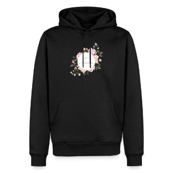 super nounou bouquet fleurs roses cadeau fin année - Sweat à capuche Premium bio Homme - noir - Devant - Nico (187cm)