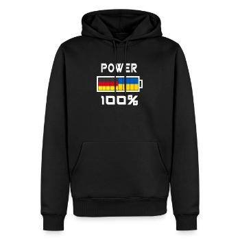 Deutschland und Ukraine Power 100% - Männer Premium Bio Hoodie - Schwarz - Vorne - Nico (187cm)