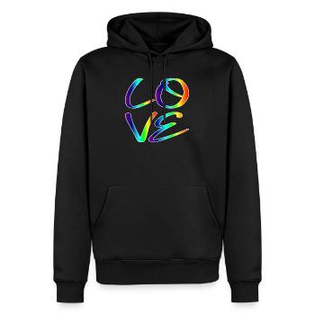 GLEICHHEIT LIEBE RESPEKT - REGENBOGEN LGBTQ - Männer Premium Bio Hoodie - Schwarz - Vorne - Nico (187cm)