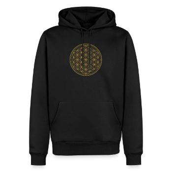 FLEUR DE VIE (OR) - Sweat à capuche Premium bio Homme - noir - Devant - Nico (187cm)