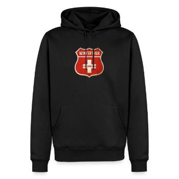 Winterthur Schweiz Wappen Flaggen Design - Männer Premium Bio Hoodie - Schwarz - Vorne - Nico (187cm)