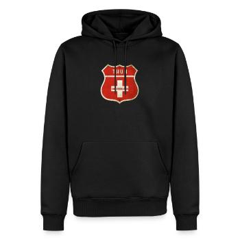 Thun Schweiz Wappen Flaggen Design - Männer Premium Bio Hoodie - Schwarz - Vorne - Nico (187cm)
