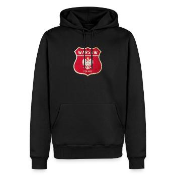 Warschau Polen Wappen Flaggen Design - Männer Premium Bio Hoodie - Schwarz - Vorne - Nico (187cm)