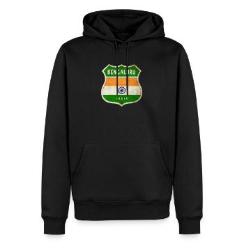 Bengaluru Indien Wappen Flaggen Design - Männer Premium Bio Hoodie - Schwarz - Vorne - Nico (187cm)