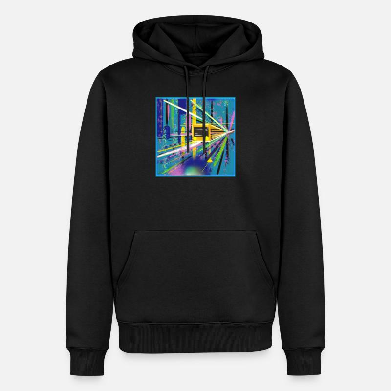 Abstrakte U-Bahn Berlin Graffiti Design - Männer Premium Bio Hoodie - Schwarz