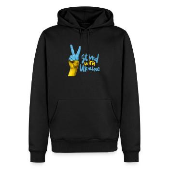 Ukraine Solidarity Show of hands - Men’s Premium Organic Hoodie - black - Front - Nico (187cm)