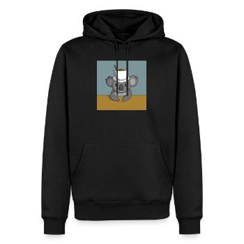 Koala Kaffeepause - Männer Premium Bio Hoodie - Schwarz - Vorne - Nico (187cm)