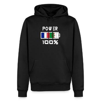 L'Algérie et la France Power 100 % - Sweat à capuche Premium bio Homme - noir - Devant - Nico (187cm)