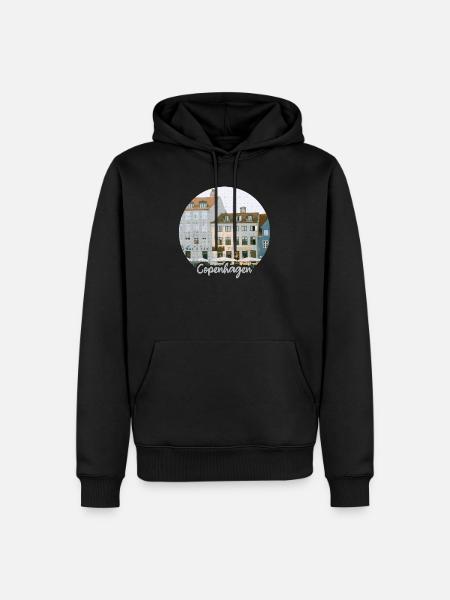Kopenhagen Hafenflair Stadthäuser - Männer Premium Bio Hoodie - Schwarz