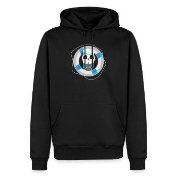 panda mignon en tant que marin dans un look marine - Sweat à capuche Premium bio Homme - noir - Devant - Nico (187cm)