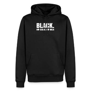 Café Boire une tasse de café Amateur de café Dicton - Sweat à capuche Premium bio Homme - noir - Devant - Nico (187cm)