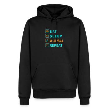 Mangez. Dormir. Volley-ball. Répéter le design - Sweat à capuche Premium bio Homme - noir - Devant - Nico (187cm)