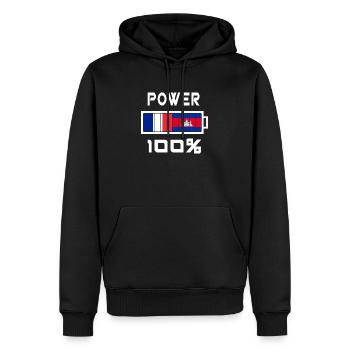Le Cambodge et la France alimentent 100% - Sweat à capuche Premium bio Homme - noir - Devant - Nico (187cm)