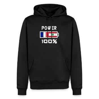 Liban et France Power 100% - Sweat à capuche Premium bio Homme - noir - Devant - Nico (187cm)
