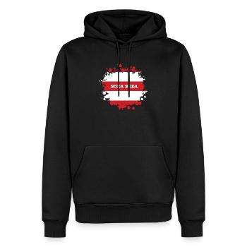 Bora Bora Klecks Flaggen Design - Männer Premium Bio Hoodie - Schwarz - Vorne - Nico (187cm)