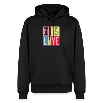 Gott ist Liebe - Männer Premium Bio Hoodie - Schwarz - Vorne - Nico (187cm)