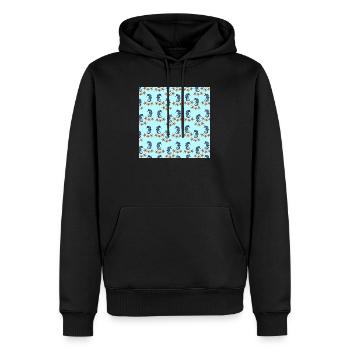 sommerkleidung tiermuster, Seepferdchenmuster - Männer Premium Bio Hoodie - Schwarz - Vorne - Nico (187cm)