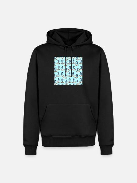 sommerkleidung tiermuster, Seepferdchenmuster - Männer Premium Bio Hoodie - Schwarz