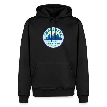 Charlotte Skyline Queen City - Männer Premium Bio Hoodie - Schwarz - Vorne - Nico (187cm)