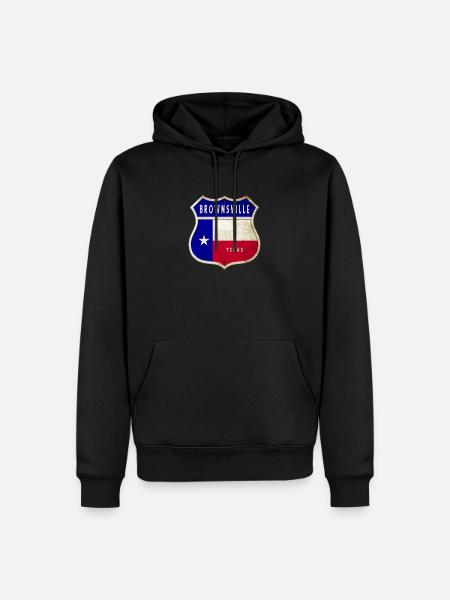 Brownsville Texas Crest Flag Design - Men’s Premium Organic Hoodie - black