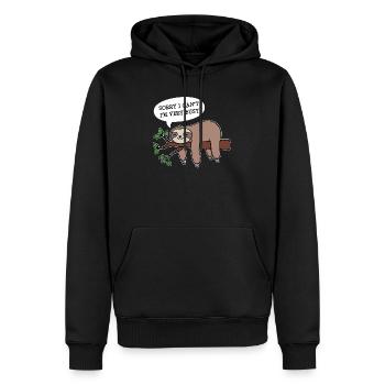Dschungel Tier Faul Statement Faultier Schlafen - Männer Premium Bio Hoodie - Schwarz - Vorne - Nico (187cm)