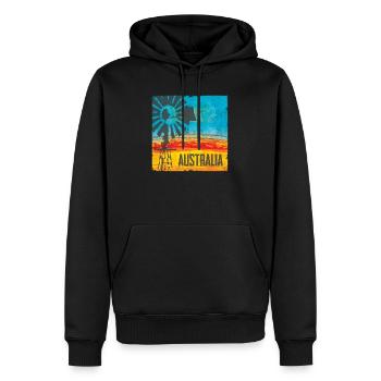 Moulin à vent Australie Vintage Design - Sweat à capuche Premium bio Homme - noir - Devant - Nico (187cm)
