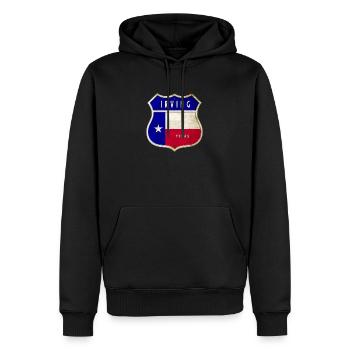 Irving Texas Wappen Flaggen Design - Männer Premium Bio Hoodie - Schwarz - Vorne - Nico (187cm)