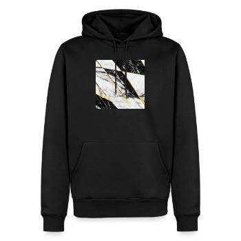 Marbre Noir Blanc Or Mosaïque Géométrique - Sweat à capuche Premium bio Homme - noir - Devant - Nico (187cm)