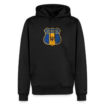 Barbados Wappen Flaggen Design - Männer Premium Bio Hoodie - Schwarz - Vorne - Nico (187cm)
