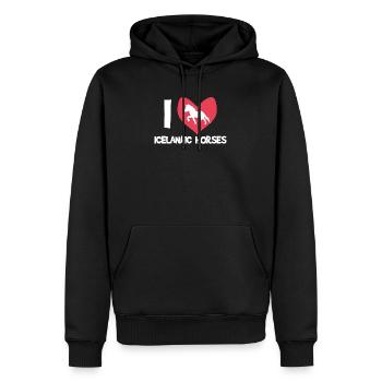 Ich Liebe Pferde Islandpferde Statement Herz - Männer Premium Bio Hoodie - Schwarz - Vorne - Nico (187cm)
