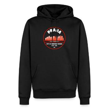 Praha Skyline Siegel - Männer Premium Bio Hoodie - Schwarz - Vorne - Nico (187cm)