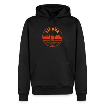 Lissabon Skyline Stempel - Männer Premium Bio Hoodie - Schwarz - Vorne - Nico (187cm)